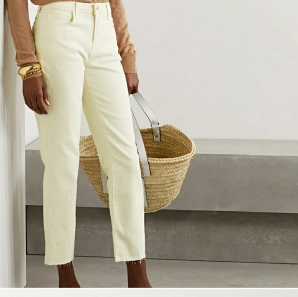 NEW L'AGENCE Sada Slim Straight Leg Cropped Jeans Khaki Trendy Luxury Summer - Picture 8 of 11